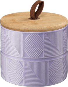 Dekorieren & Einrichten Vorratsdose aus Keramik mit Bambusdeckel, gemustert lila (500 ml)