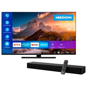 MEDION LIFE® X14328 QLED Smart-TV, 108 cm (43'') Ultra HD Display +Soundbar MEDION® LIFE® P61155 (MD44055)  - ARTIKELSET