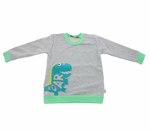 lamino Sweatshirt leichter Kinder Pullover mit coolem Dinosaurier-Druck Grau