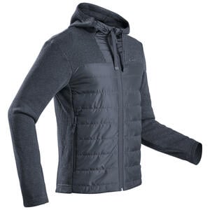 Sweatjacke Herren Hybridjacke Wandern mit Kapuze - NH100 schwarz