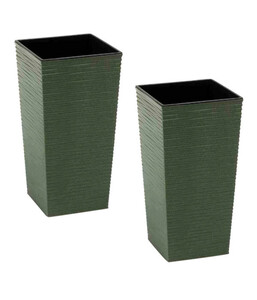 Siena Garden Kunststoff-Topf-Set ECO Nizza, 2-teilig, konisch, grün, ca. B25/H46,5/T25 cm