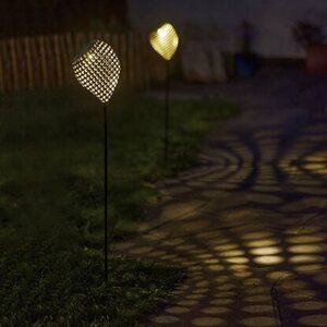 Amare LED-Solardekostecker 2er-Set Kelch schräg Metallfarben