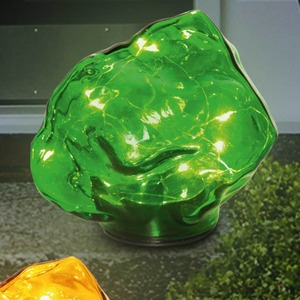 Glasstein mit Solar-Licht, ca. 15x13x14cm