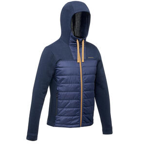 Sweatjacke Hybridjacke Herren Wandern mit Kapuze - NH100 marineblau