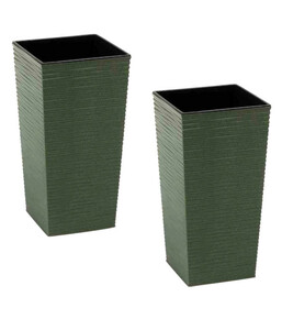 Siena Garden Kunststoff-Säulen-Set ECO Nizza, 2-teilig, konisch, grün, ca. B30/H57/T30 cm