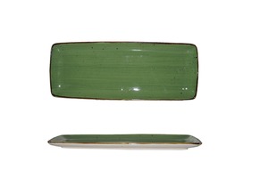 Tarrington House Teller Noromi, Porzellan, 12.5 x 31.2 x 2 cm, rechteckig, grün