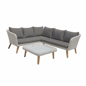 GARDEN PLEASURE Lounge-Set PAMPLONA Kunststoffgeflecht grau