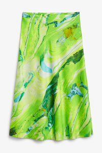 Monki Leuchtend grüner Midirock aus Satin mit Print fließender Pr, Röcke in Größe 38. Farbe: Green bright liquid