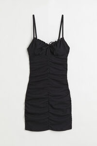 H&M Drapiertes Kleid Schwarz, Alltagskleider in Größe L. Farbe: Black