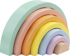 IDEENWELT Holz-Stapelspiel Regenbogen pastell