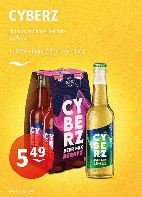 Bild 1 von CYBERZ Limez oder Berry Beer Mix
5,9 % Vol.