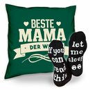 Bild 1 von Soreso® Dekokissen Kissen Beste Mama der Welt & Sprüche Socken Sleep, Geschenk Geburstag Muttertag Weihnachten