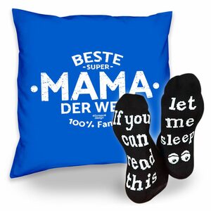 Soreso® Dekokissen Kissen Beste Mama der Welt & Sprüche Socken Sleep, Muttertagsgeschenk Mama Muttertag