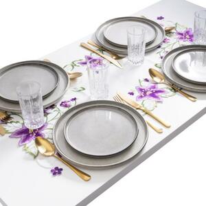 Tischläufer floral lila-weiß 40x90cm