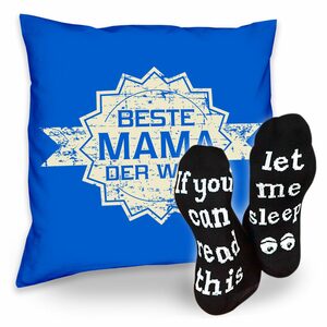 Soreso® Dekokissen Kissen Beste Mama der Welt Stern & Sprüche Socken Sleep, Muttertagsgeschenk Mama Muttertag