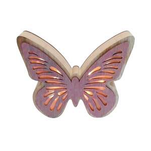 LED Schmetterling aus Holz, rosa