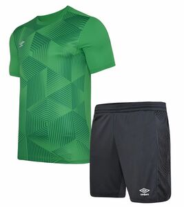 umbro Maximum Kit Set Junior Kinder Jersey und Shorts Fußball-Set UMTK0100-127 Grün/Schwarz