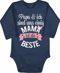 Shirtracer Shirtbody Mama ist die beste - rosa weiß - Muttertagsgeschenk Baby - Bio Baby Strampler langarm (1-tlg) baby body papa - strampler mama ist die beste