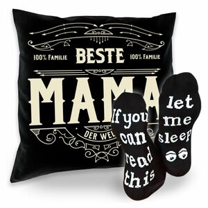 Soreso® Dekokissen Kissen Beste Mama & Sprüche Socken Sleep, Geschenke für Mütter Geschenkidee