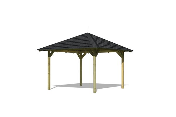 Bild 1 von CHILLROI Quadratischer Holzpavillon  289 x 289 cm SET mit Dachschindeln   Gartenpavillon   Terrassenüberdachung