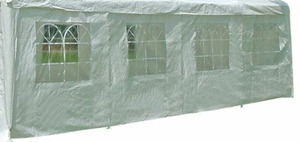 DEGAMO Seitenplane für Partyzelt, Länge 8 Meter, PVC weiß mit Fenstern