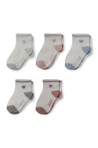 C&A Multipack 5er-Herzchen-Baby-Socken mit Motiv, Weiß, Größe: 21-23