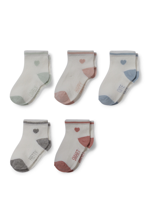 Bild 1 von C&A Multipack 5er-Herzchen-Baby-Socken mit Motiv, Weiß, Größe: 21-23