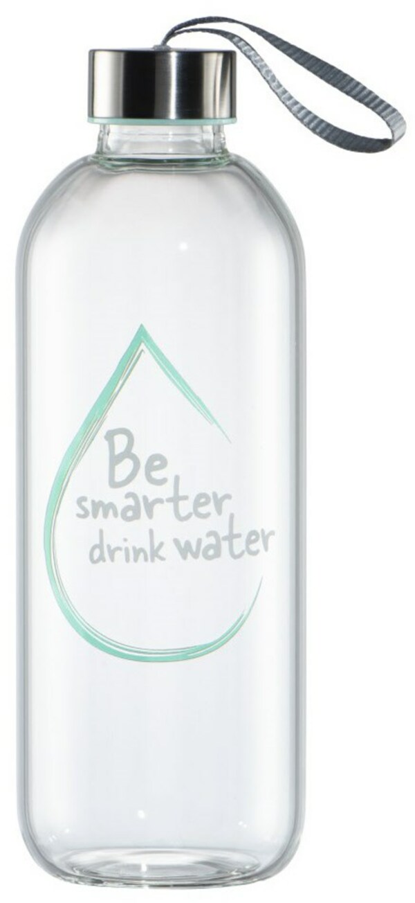 Bild 1 von Glasflasche (1l) mit Schutzhülle und Schlaufe transparent