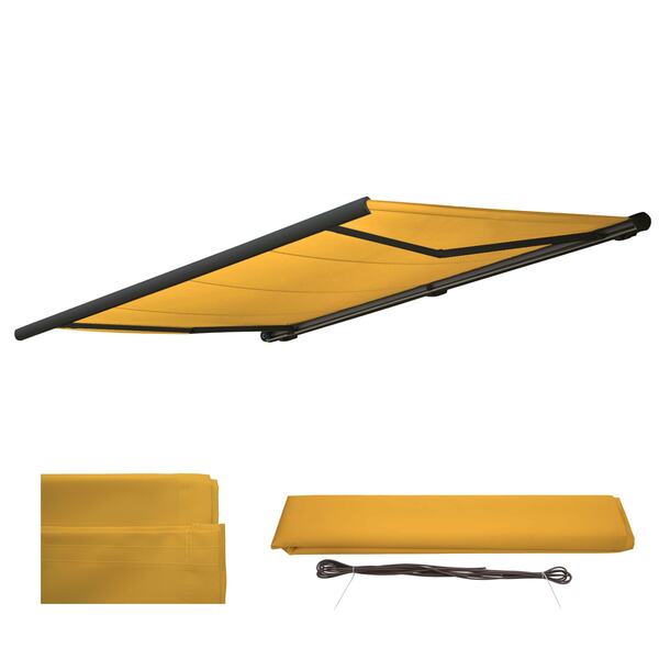 Bild 1 von Ersatz-Bezug für Markise H123, Vollkassette Ersatzbezug Sonnenschutz 4,5x3m ~ Polyester gelb