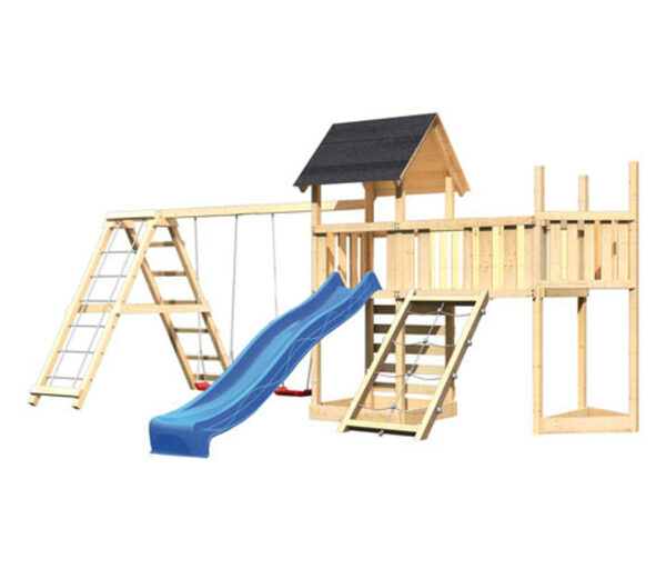 Bild 1 von Karibu Kinderspielturm-Mega-Set »Lotti« mit Doppelschaukel, Rutsche, Anbauplattform und Klettergerüst