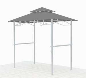 Grasekamp Ersatzdach für BBQ Grill Pavillon  1,5x2,4m Grau Unterstand Doppeldach  Gazebo