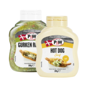 P&W Gurken Relish, Knoblauch Remoulade, Hot Dog Senf oder –Ketchup