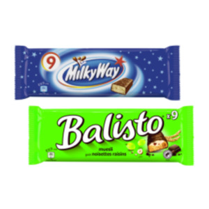 Balisto Riegel, Milky Way, Bounty oder Maltesers