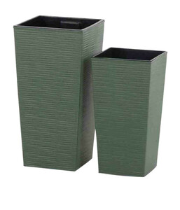 Siena Garden Kunststoff-Topf-Set ECO Nizza, 2-teilig, konisch, grün, ca. B25/H46,5/T25 cm