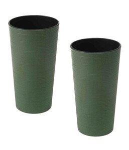 Siena Garden Kunststoff-Topf-Set ECO Locon, 2-teilig, konisch, grün, ca. Ø25/H46,5 cm