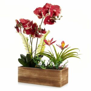 ABELLA Flora künstl. Arrangement Orchideen Holzkübel 40x16x54cm