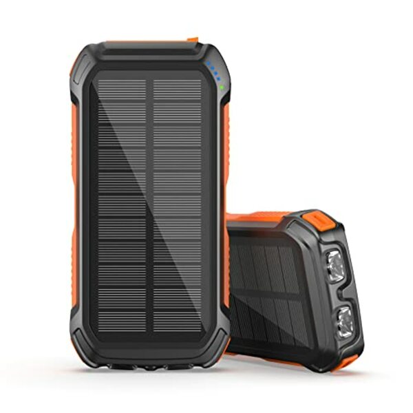 Bild 1 von Solar Powerbank Tragbares Solar Ladegerät: Hiluckey 26800mAh Externer Akku mit USB C Schnellladung und Doppel-Taschenlampe Power Bank Solarpanel für Smartphones Tablets