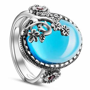 SHEGRACE Damen Vintage Ring aus 925er Sterlingsilber mit Granatapfelblüte und Ovalem Granat Fingerring, in Verschiedenen Farben Erhältlich, 19 mm, Verstellbar