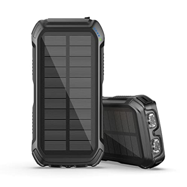 Bild 1 von Solar Powerbank Tragbares Solar Ladegerät: Hiluckey 26800mAh Externer Akku mit USB C Schnellladung und Doppel-Taschenlampe Power Bank Solarpanel für Smartphones Tablets