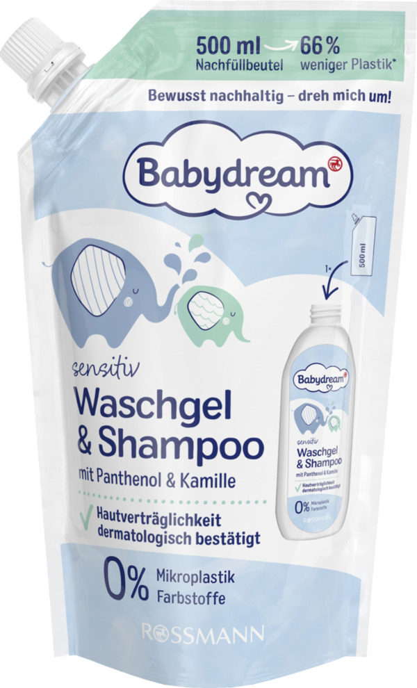 Bild 1 von Babydream Waschgel & Shampoo sensitiv Nachfüllbeutel
