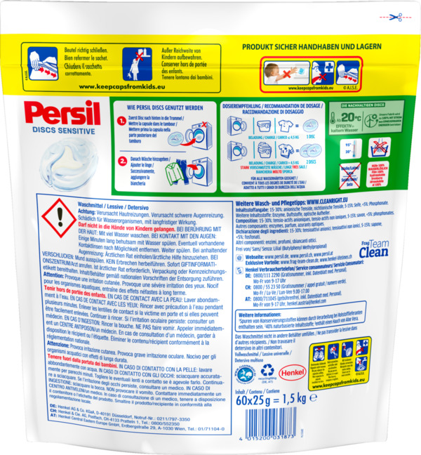 Bild 1 von Persil Sensitive Vollwaschmittel 4in1 Discs 60 WL