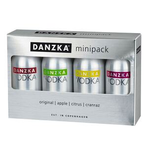 Danzka Vodka Minipack 40,0 % vol 0,05 Liter, 4er Pack - Inhalt: 3 Flaschen