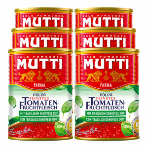 Mutti Polpa Feinstes Tomantefruchtfleisch gehackt mit Basilikum 400 g, 6er Pack