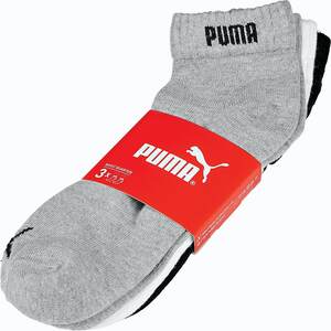 Puma Socken, 3er Pack - Quarter - schwarz/weiß/grau, Gr. 43/46 - versch. Farben, Größen & Längen