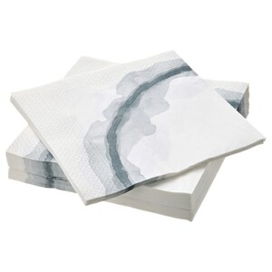 SOMMARFLOX  Papierserviette, gemustert graublau/weiß