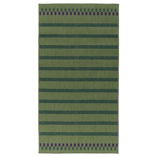 Bild 1 von KORSNING  Teppich flach gewebt, drinnen/drau, grün lila/gestreift