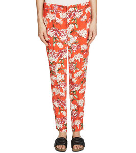 OUI Stoff-Hose elegante Damen Sommer-Hose mit Blumen-Print Neon Rot