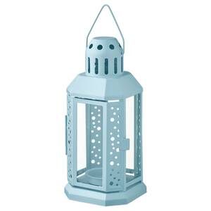 SOMMARLÅNKE LED decorative table lamp, lantern outdoor/battery operated  light blue, 7 - IKEA