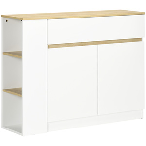 HOMCOM Sideboard, Küchenschrank mit Schublade, 3-Stufigem Regal, Aufbewahrungsschrank mit Kippschutz, Wohnzimmerschrank für Küche, Weiß, 110 x 29,5 x 82 cm