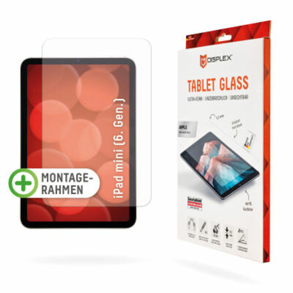 Bild 1 von DISPLEX Tabletglas Clear (9H) für Ipad Mini 8,3" (6. Gen.), Montagerahmen, Tempered Glas, kratzer-resistente Glasschutzfolie, hüllenfreundlich